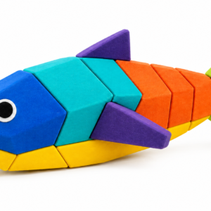 colorful wooden fish puzzle cat toy – interactive wooden fish shaped puzzle toy for cats and kittens