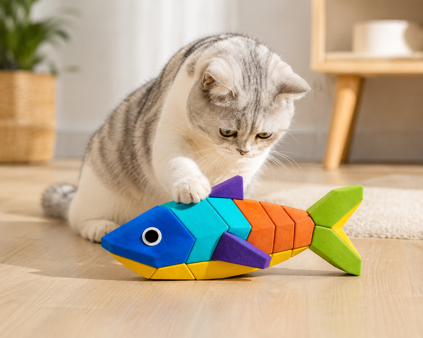 colorful wooden fish puzzle cat toy – interactive wooden fish shaped puzzle toy for cats and kittens colorful wooden fish puzzle cat toy – interactive wooden fish shaped puzzle toy for cats and kittens
