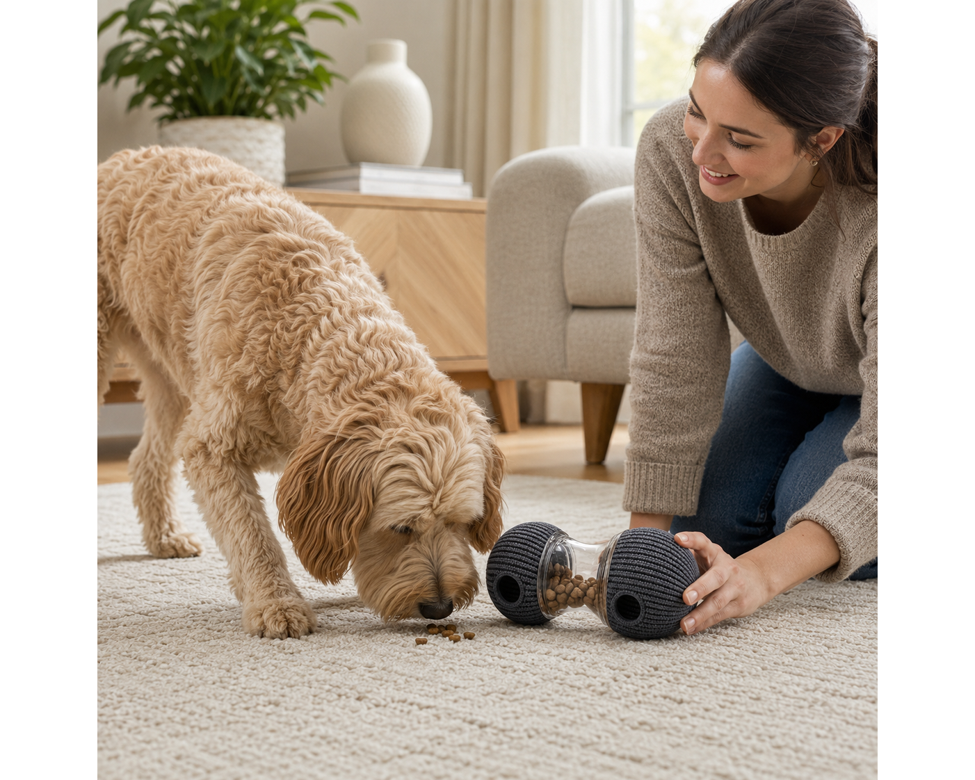 interactive treat dispensing dog toy – rolling food puzzle toy for dogs with textured grip ends interactive treat dispensing dog toy – rolling food puzzle toy for dogs with textured grip ends