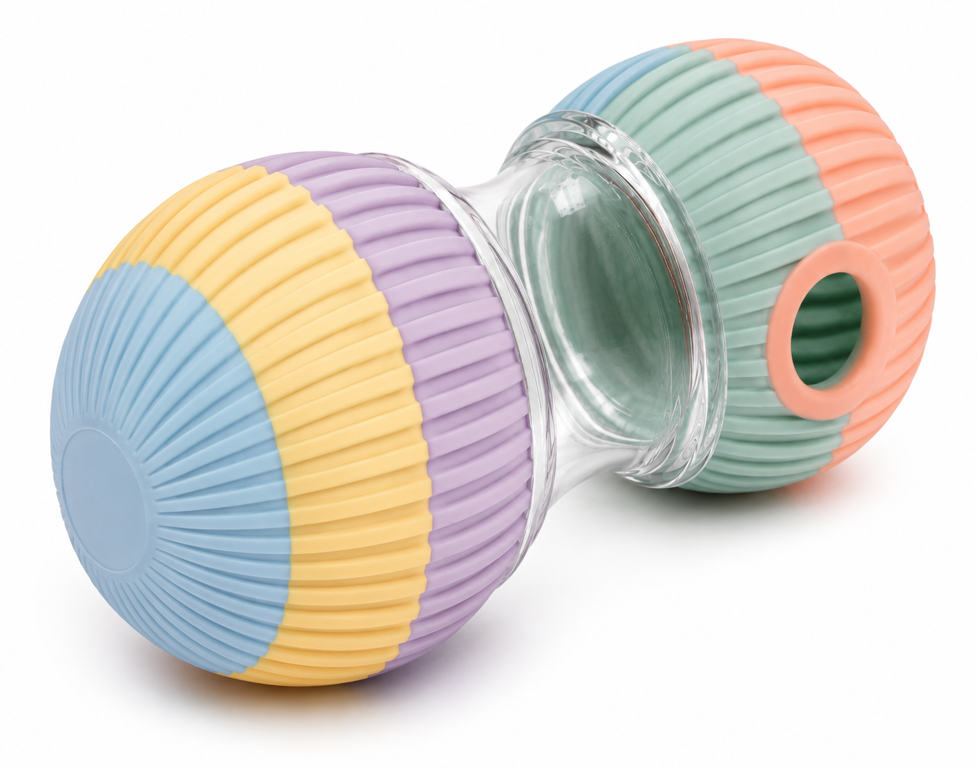 pastel dumbbell shaped dog treat dispenser and rolling toy pastel dumbbell shaped dog treat dispenser and rolling toy