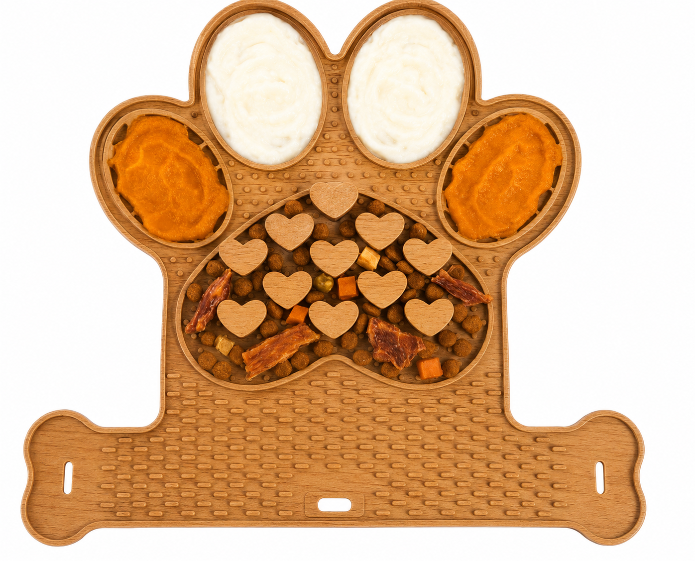 paw shaped dog slow feeder and lick mat with treat compartments – brown paw shaped dog slow feeder and lick mat with treat compartments – brown