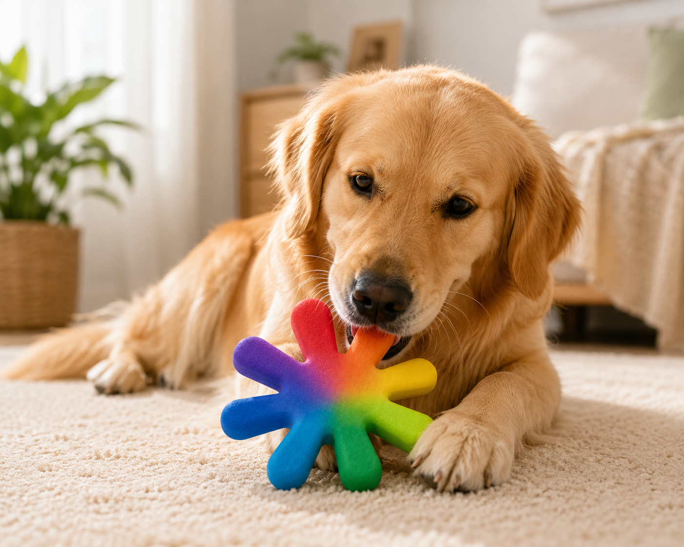 rainbow splat shaped dog toy with multi arm design rainbow splat shaped dog toy with multi arm design