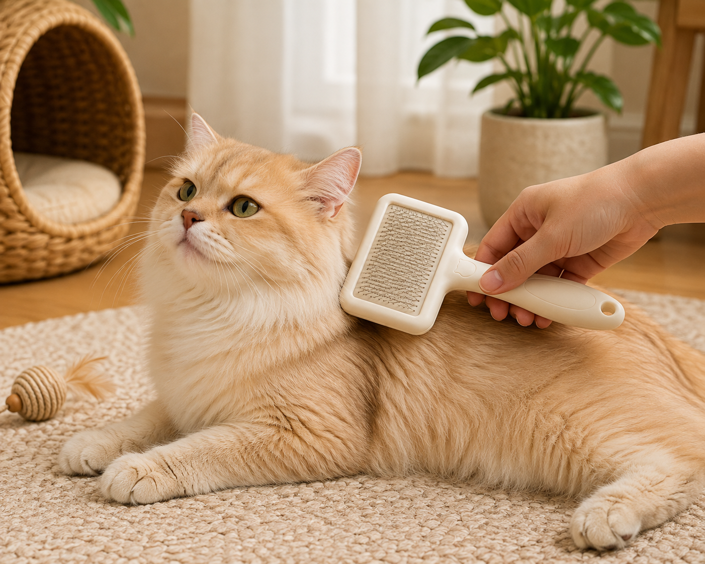 rectangular self cleaning slicker brush for cats – cream rectangular self cleaning slicker brush for cats – cream